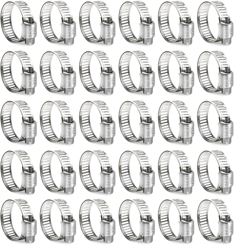SDZONGES Hose Clamp, 30PCS Fuel Line Clamp, 3/4 inch to 1 1/8 inch Radiator Hose Clamps, Hose Clamps Stainless Steel(19-29mm). - Image 1